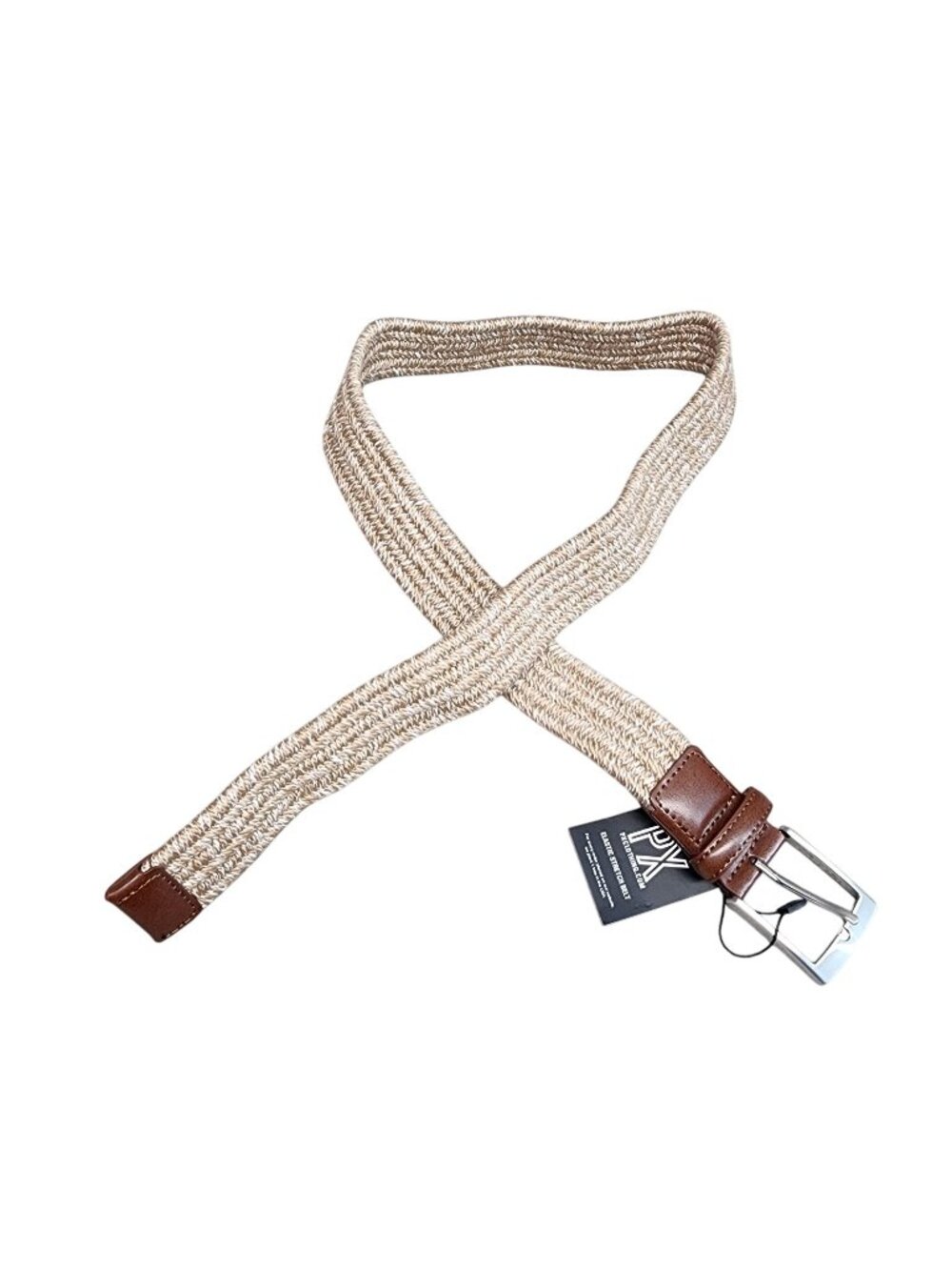 PX Belt Mens 32 Tan Braided Woven Stretch Textile *NWT*
